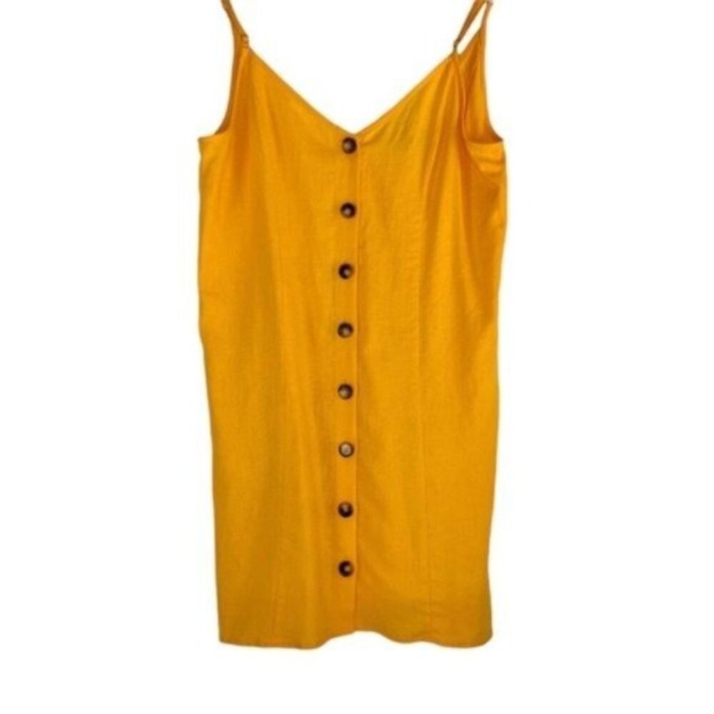 Show Me Your Mumu Sunflower Yellow Spaghetti Strap Mini Sundress Linen Blend - Picture 2 of 6